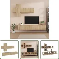 The Living Store 7-tlg. TV-Schrank-Set Sonoma-Eiche Holzwerkstoff