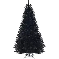 Costway 225cm Künstlicher Weihnachtsbaum schwarz, Tannenbaum mit Metallständer, Christbaum PVC Spitzen, Kunstbaum Weihnachten Klappsystem ideal für Zuhause, Büro, Geschäfte und Hotels