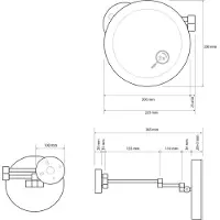 Bemeta Duschspiegel mit LED-Beleuchtung und Touch-Sensor aus schwarzem Messing / ø 20cm