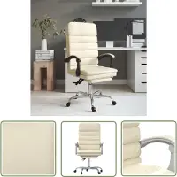 The Living Store Bürostuhl mit Massagefunktion Creme Kunstleder