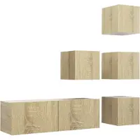 The Living Store 5-tlg. TV-Schrank-Set Sonoma-Eiche Holzwerkstoff