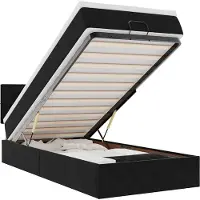 vidaXL Ottoman-Bett mit Matratze & LEDs Schwarz 90x200 cm Samt