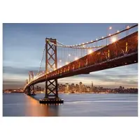 Komar Fototapete "Bay Bridge - Größe 368 x 254 cm", bunt (braun, blau, bunt), B:368m L:254m, Papier, Tapeten, Fototapete, Wohnzimmer, Schlafzimmer