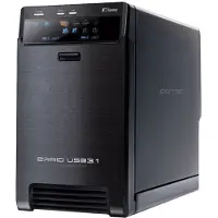Fantec QB-X2U31R Externes Raid Festplattengehäuse (für den Einbau von zwei 3,5 Zoll und 2,5 Zoll SATA I/II/III HDDs und SSDs Festplatte. Mit USB 3.1 Typ-C zu Typ-C Generation II 10G Anschluss, schwarz