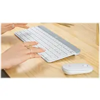 Logitech Slim MK470, Volle Größe (100%), Kabellos, RF Wireless, QWERTY, Weiß, Maus enthalten
