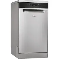 Whirlpool WSFO 3T223 PC X, Freistehend, Single (45 cm breit), Edelstahl, Schwarz, Tasten, 1,3 m