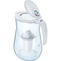 AQUAPHOR Provence Weiß Wasserfilter inkl. 2 A5 Filter mit Magnesium | Karaffe 4,2l | Großer Tischwasserfilter in Glasoptik | Reduziert Kalk & Chlor | Stylischer Behälter