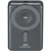 Rivacase VA2608, 10000 mAh, Lithium Polymer (LiPo), Kabelloses Aufladen, 3,7 V, 38,5 W, Schwarz, Grau
