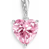 Thomas Sabo Charm Herz "Charm mit rosa Stein", bunt (silberfarben, rosa, rosa), Charms, Damen, Silber 925 (recycelt), Charm Herz, mit Zirkonia (synth.)