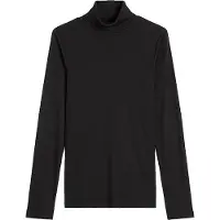 Marc O'Polo Rollkragenshirt DENIM, Damen, Gr. M, schwarz, Obermaterial: 96% Baumwolle, 4% Elasthan, Basic, slim fit, Shirts Rollkragenshirt, slim fit, aus softem Ripp-Jersey