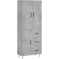 vidaXL Highboard Betongrau 69,5x34x180 cm Holzwerkstoff