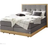 Hasena Stauraum Boxspringbett Alba grey Holz Eiche bright 160x200 : Topper - Lovely Top (fest)