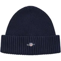 Gant Strickmütze "COTTON BLEND LOGO BEANIE", Herren, blau (marine), Strick, Baumwollmischung, unifarben, Mützen Strickmütze, Regular fit