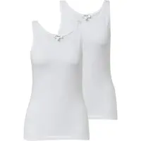 s.Oliver Tanktop , Damen, Gr. 40, weiß (2x weiß), Jersey, Obermaterial: 95% Baumwolle, 5% Elasthan, unifarben, hüftbedeckend, Rundhals, Tops Tanktop, 2-er Pack, Sommertop, mit Stretch