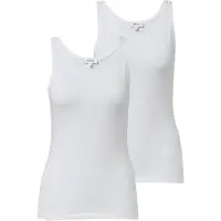 s.Oliver Tanktop , Damen, Gr. 36, weiß (weiß, weiß), Jersey, Obermaterial: 95% Baumwolle, 5% Elasthan, unifarben, hüftbedeckend, Rundhals, Tops Tanktop, 2-er Pack, Sommertop, mit Stretch