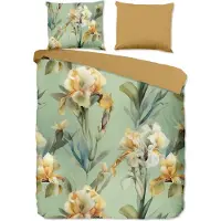 Muller Textil Good Morning Bettwäsche "Iris" - Grün - (200x220 cm) - 100 % Baumwolle