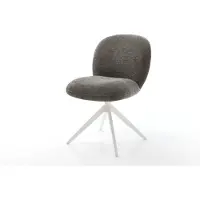 DELIFE Drehstuhl Nube-Flex Bouclé Soft Schlamm Kreuzgestell breit Weiß 360° drehbar Wippfunktion Taschenfederkern