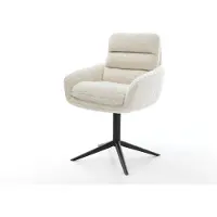 DELIFE Drehstuhl Abelia-Flex mit Armlehnen Teddystoff Beige Fußkreuz Schwarz 360° drehbar Wippfunktion
