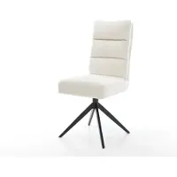 DELIFE Drehstuhl Pela-Flex Bouclé Soft Beige Kreuzgestell breit Schwarz 360° drehbar Wippfunktion Taschenfederkern