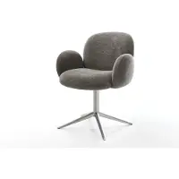 DELIFE Drehstuhl Nube-Flex mit Armlehnen Bouclé Soft Schlamm Fußkreuz Edelstahl 360° drehbar Wippfunktion Taschenfederkern