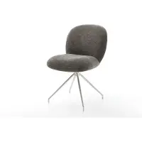DELIFE Esszimmerstuhl Nube-Flex Bouclé Soft Schlamm Kreuzgestell konisch Edelstahl Taschenfederkern