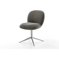 DELIFE Drehstuhl Nube-Flex Bouclé Soft Schlamm Fußkreuz Edelstahl 360° drehbar Wippfunktion Taschenfederkern