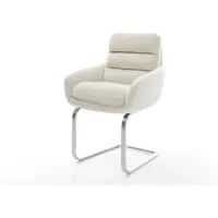 DELIFE Freischwinger Abelia-Flex mit Armlehnen Teddystoff Beige Freischwinger flach Edelstahl