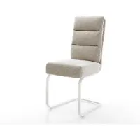 DELIFE Freischwinger Pela-Flex Webstoff Soft Beige Freischwinger flach Weiß Taschenfederkern