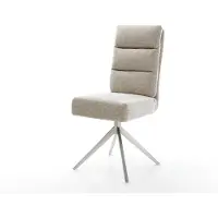 DELIFE Drehstuhl Pela-Flex Webstoff Soft Beige Kreuzgestell breit Edelstahl 360° drehbar Wippfunktion Taschenfederkern