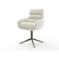 DELIFE Drehstuhl Abelia-Flex mit Armlehnen Teddystoff Beige Fußkreuz Effektfinish Titan 360° drehbar Wippfunktion