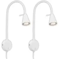 Briloner TUSA 2er Set LED Leselampe, Schwenkbar, Warmweißes Licht, Schalter, Weiß, 45 x 8 x 20,5 cm