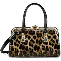 Gallantry Paris Gallantry, Abendtasche Lack Leo-Print mit facettiertem Schmuckverschluss, Braun