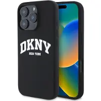 DKNY DKHMP16XSNYACH iPhone 16 Pro Max 6.9" czarny/black hardcase Silicone White Printed Logo MagSafe