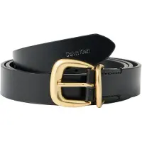 Calvin Klein Ledergürtel JEANS "Gürtel", Damen, Gr. 95, schwarz, antique light gold, Rindsleder, unifarben, Gürtel Ledergürtel, Regular fit, größenverstellbar