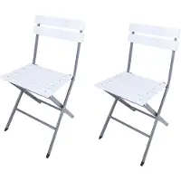 Generic Rebecca Mobili 2er-Set Gartenklappstühle aus weißem und grauem Kunststoff