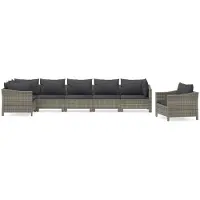 Syfax 7-tlg. Garten-Lounge-Set mit Kissen Grau Poly Rattan