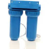 Naturewater NW-BR10B2 2 Stufen Wasserfilter Doppelfilter, 5 µ, 26,16 mm (3/4"), Ø62 mm PP Kartusche, Filter Wandhalterung, Filterschlüssel, Sedimentfilter Aktivkohleblock