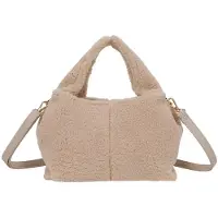 Gallantry Paris Gallantry, Handtasche für Damen mit abnehmbarem Fellschultergurt, Taupe