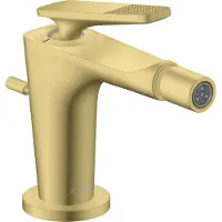 Hansgrohe AXOR Citterio C Einhebel-Bidetmischer, mit Zugstangen-Ablaufgarnitur, Cubic cut, 49211950, Farbe: Brushed Brass