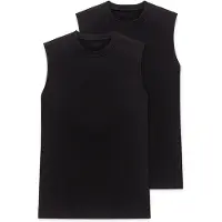 Schiesser Unterhemd , Herren, Gr. 8, 2 Stk., Normalgrößen, schwarz, 100% Baumwolle, Rundhals, Unterhemden Unterhemd