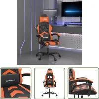 The Living Store Gaming-Stuhl Drehbar Schwarz und Orange Kunstleder