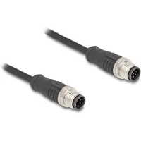 DeLOCK M12 Kabel A-kodiert 8 Pin Stecker zu Stecker PVC 1 m, 1 m, Cat5e, S/FTP (S-STP), M12, M12, Schwarz
