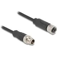 DeLOCK M12 Kabel X-kodiert 8 Pin Stecker zu Buchse PVC 1 m, 1 m, Cat5e, S/FTP (S-STP), M12, M12, Schwarz