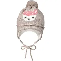 Maximo - Mini Girl-Mütze Intarsia Reh - Mütze Gr 43-45 cm grau