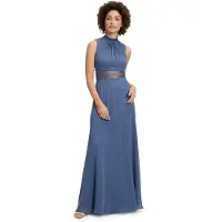 Vera Mont Abendkleid "Abendkleid rückenfrei", Damen, Gr. 34, EURO, blau (blau stone), 100% Polyester Pol. recyc.., Kleider Abendkleid