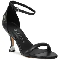 GUESS Damen Sandalen mit Blockabsatz, Schwarz, Leder, Größe 39 EU