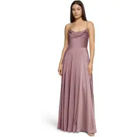 Vera Mont Abendkleid "Abendkleid mit Wasserfallausschnitt", Damen, Gr. 42, EURO, lila (powder lila), 97% Polyester PES. 3% Elasthan EL., Kleider Abendkleid