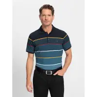 Marco Donati Poloshirt "Kurzarm-Shirt", Herren, Gr. 44/46, blau (marine, topas, gestreift), 95% Baumwolle, 5% Elasthan, gemustert, gestreift, mehrfarbig, Shirts Poloshirt