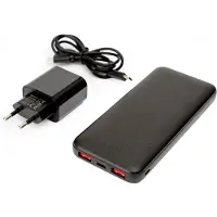Platinet power bank + USB charger 10000mAh Kit PMPB10SETB, black