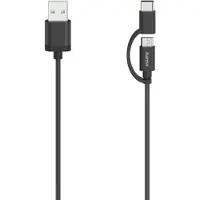 Hama Micro-USB-Kabel 2in1, USB-C-Adapter, 0,75 m
